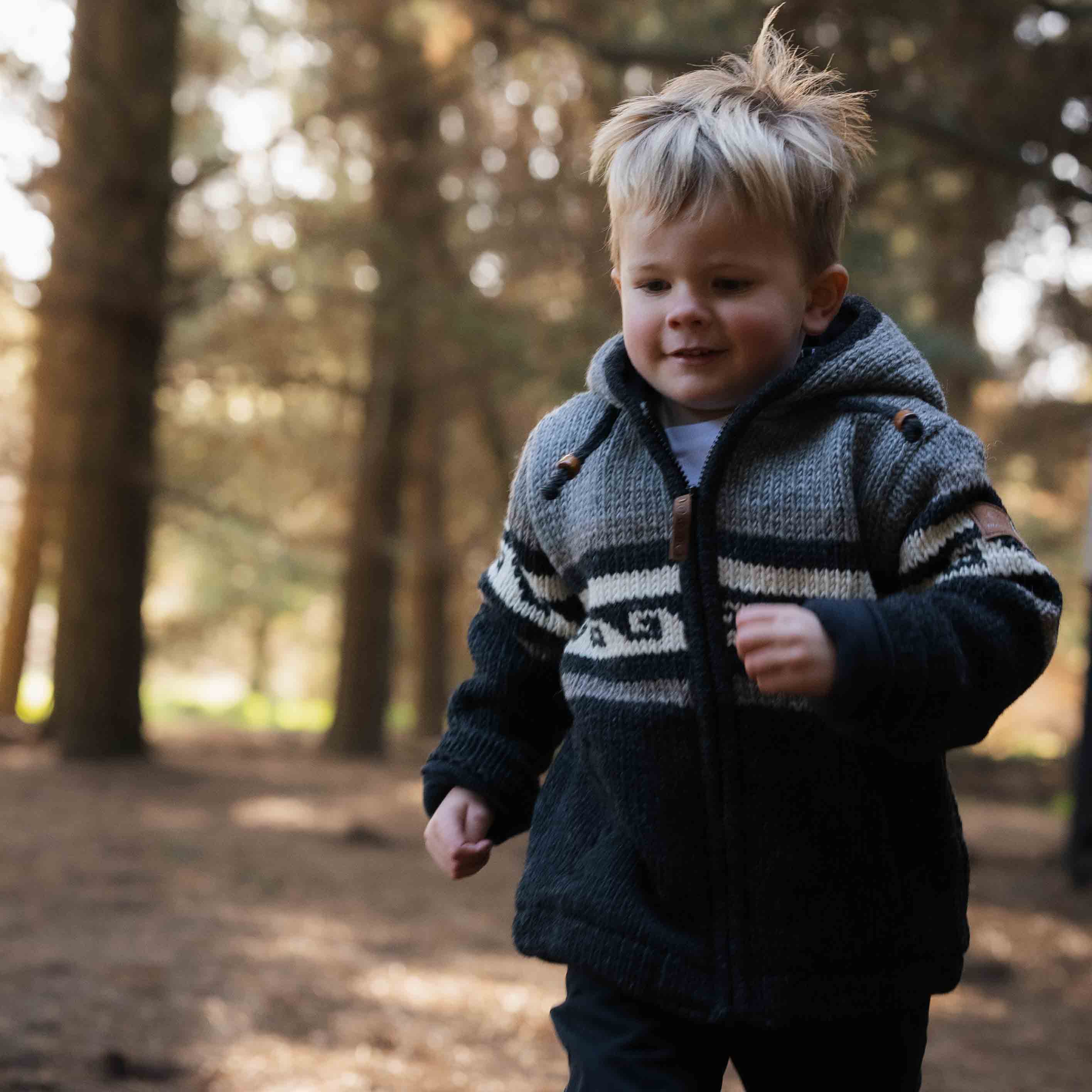 Kids Whale Bay NZ Wool Jacket - Charcoal - Image 3