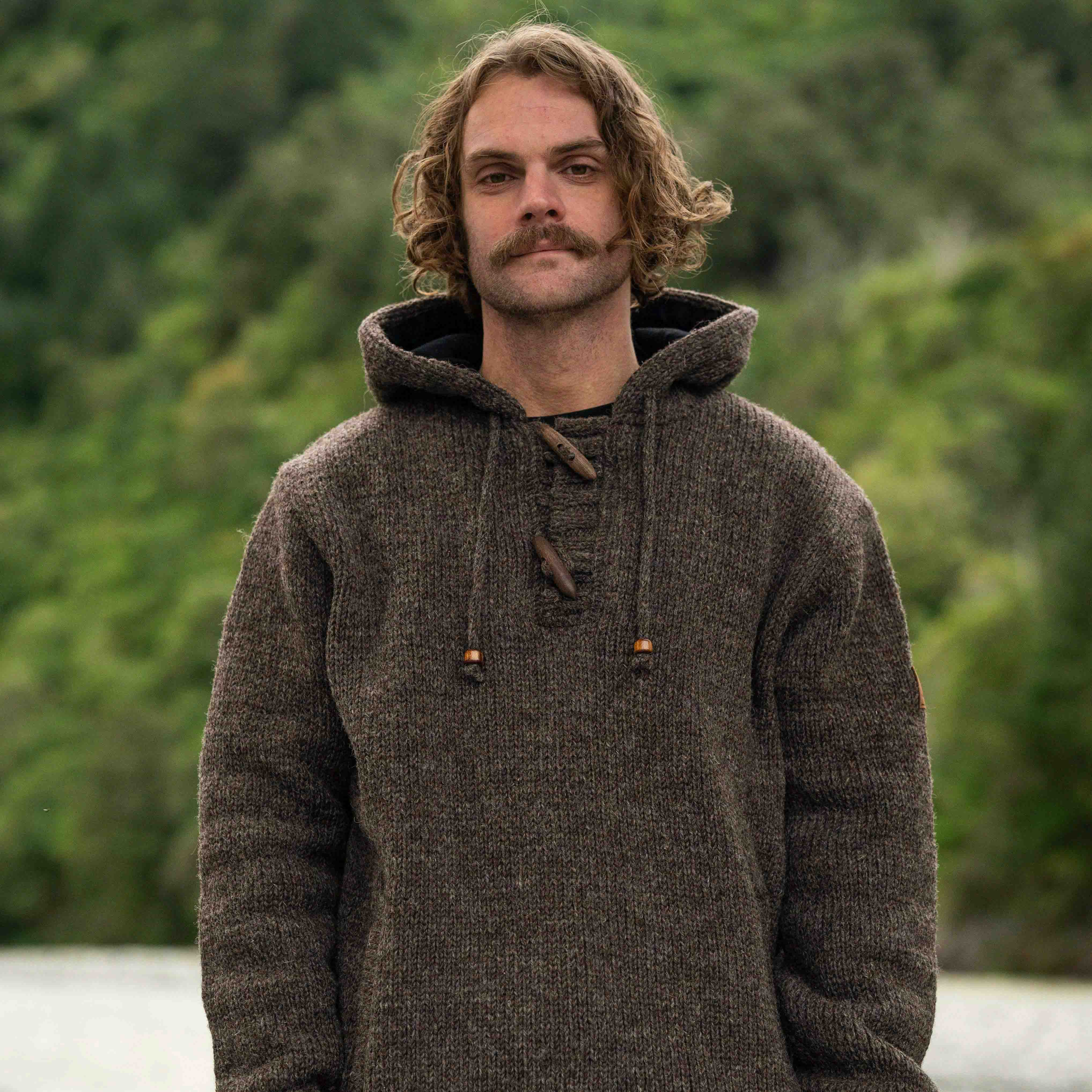 Men's Coastal NZ Wool Jersey - Dark Natural Brown - Image 3