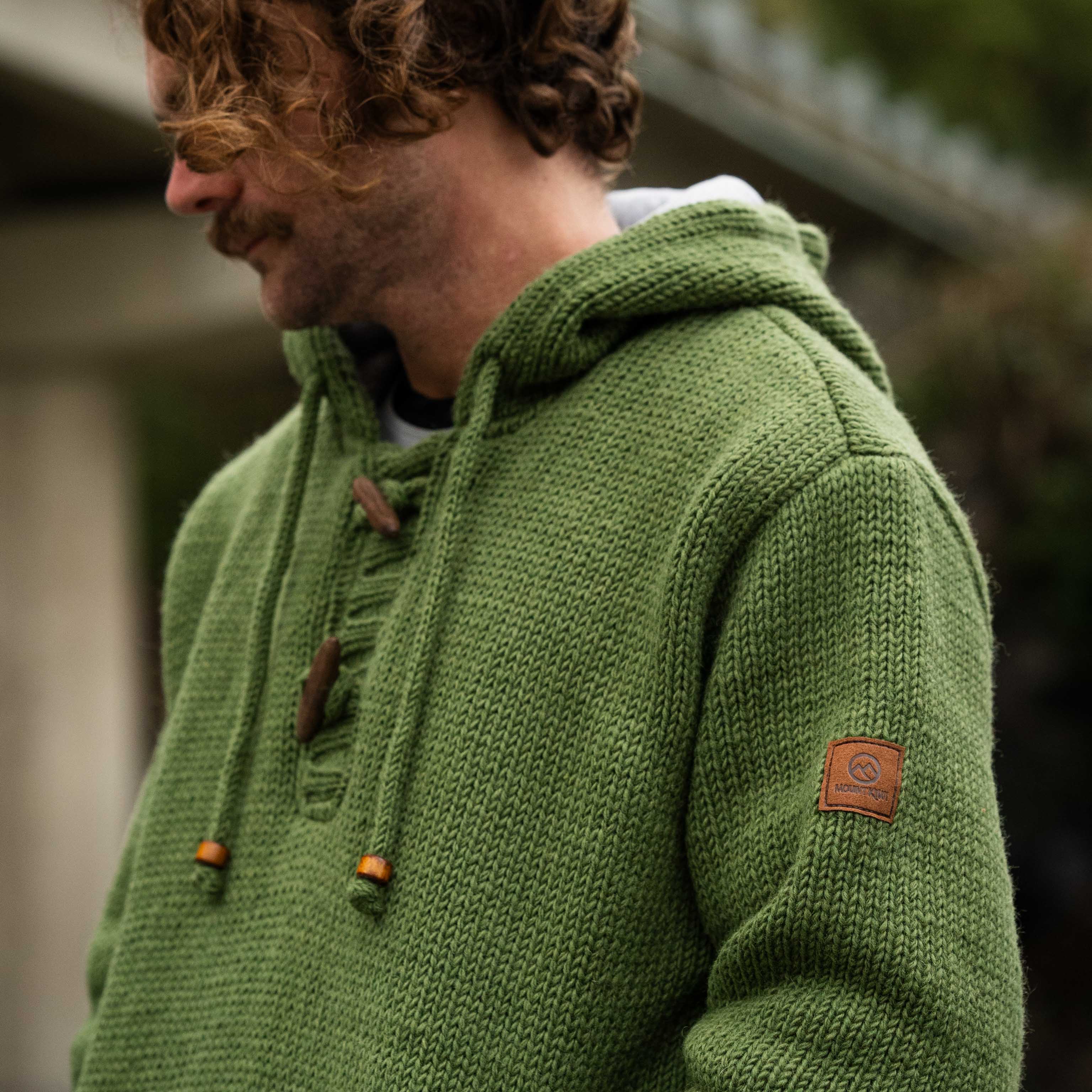 Men's Coastal NZ Wool Jersey - Olive - Image 3