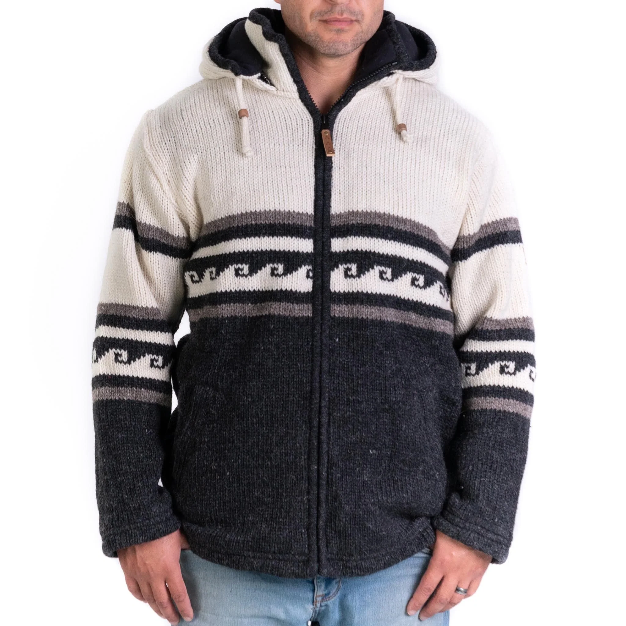 Men's Whale Bay NZ Wool Jacket - Cream Mix - Image 5