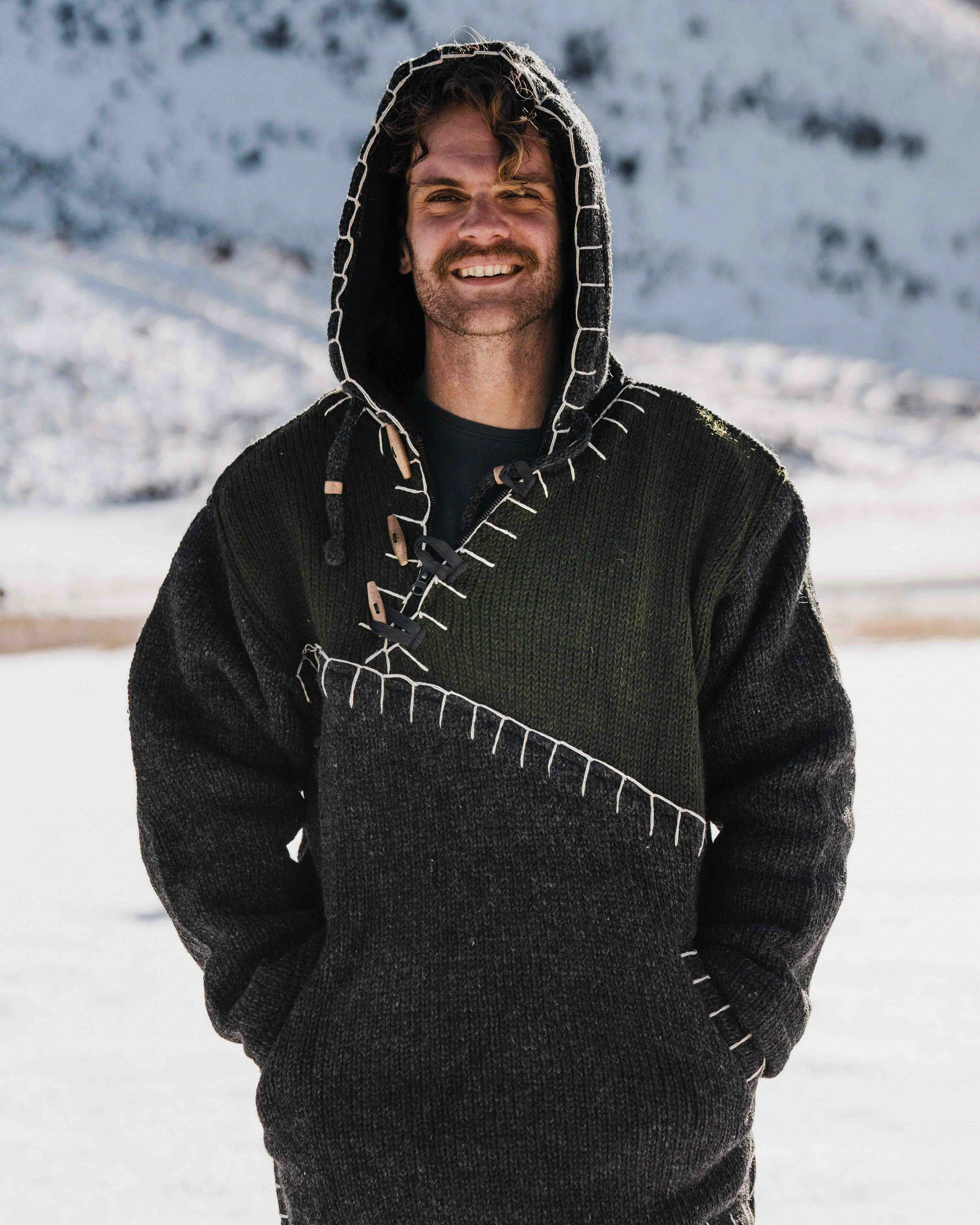Mens Woodville Stitch NZ Wool Jersey - Forest Green - Image 3