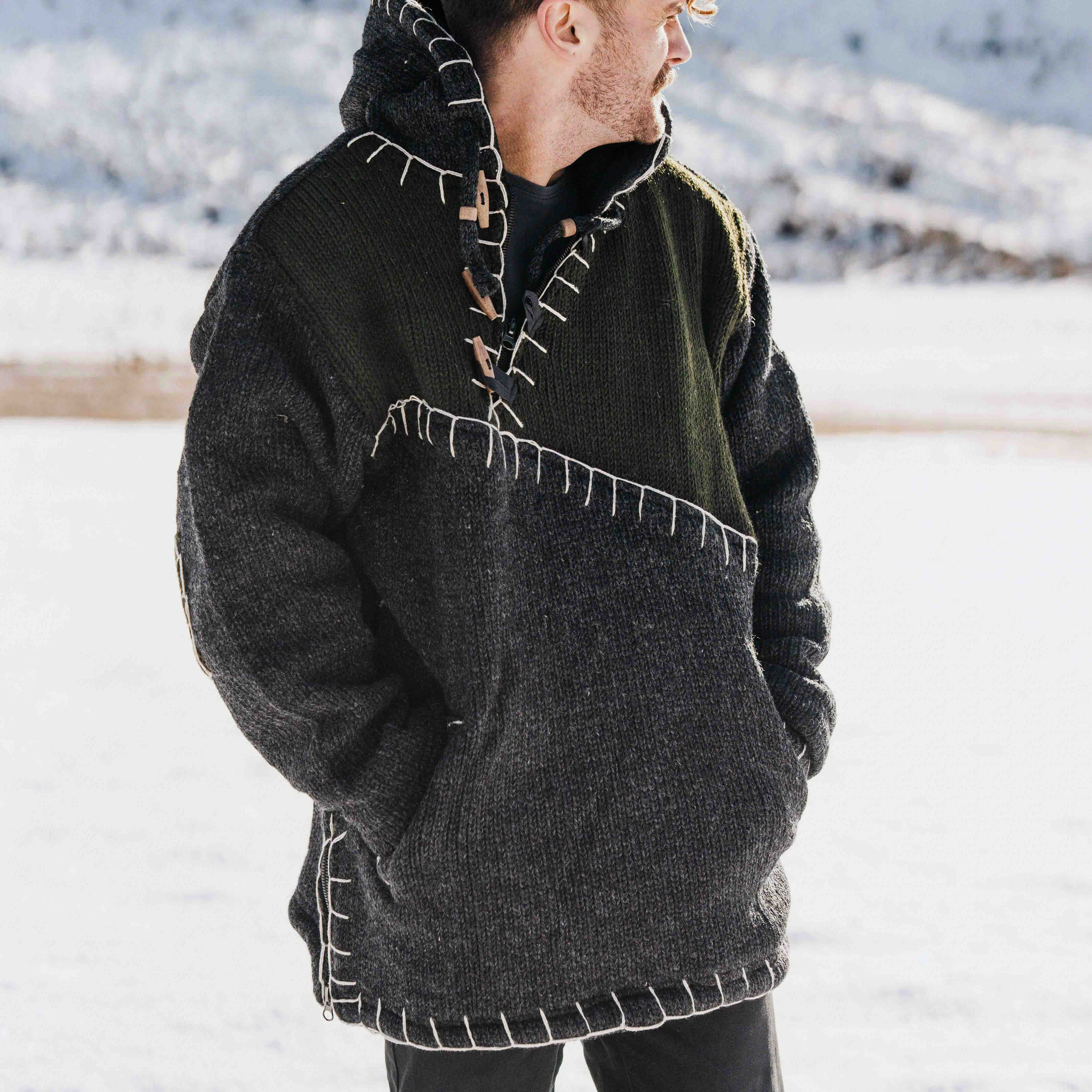 Mens Woodville Stitch NZ Wool Jersey - Forest Green - Image 4