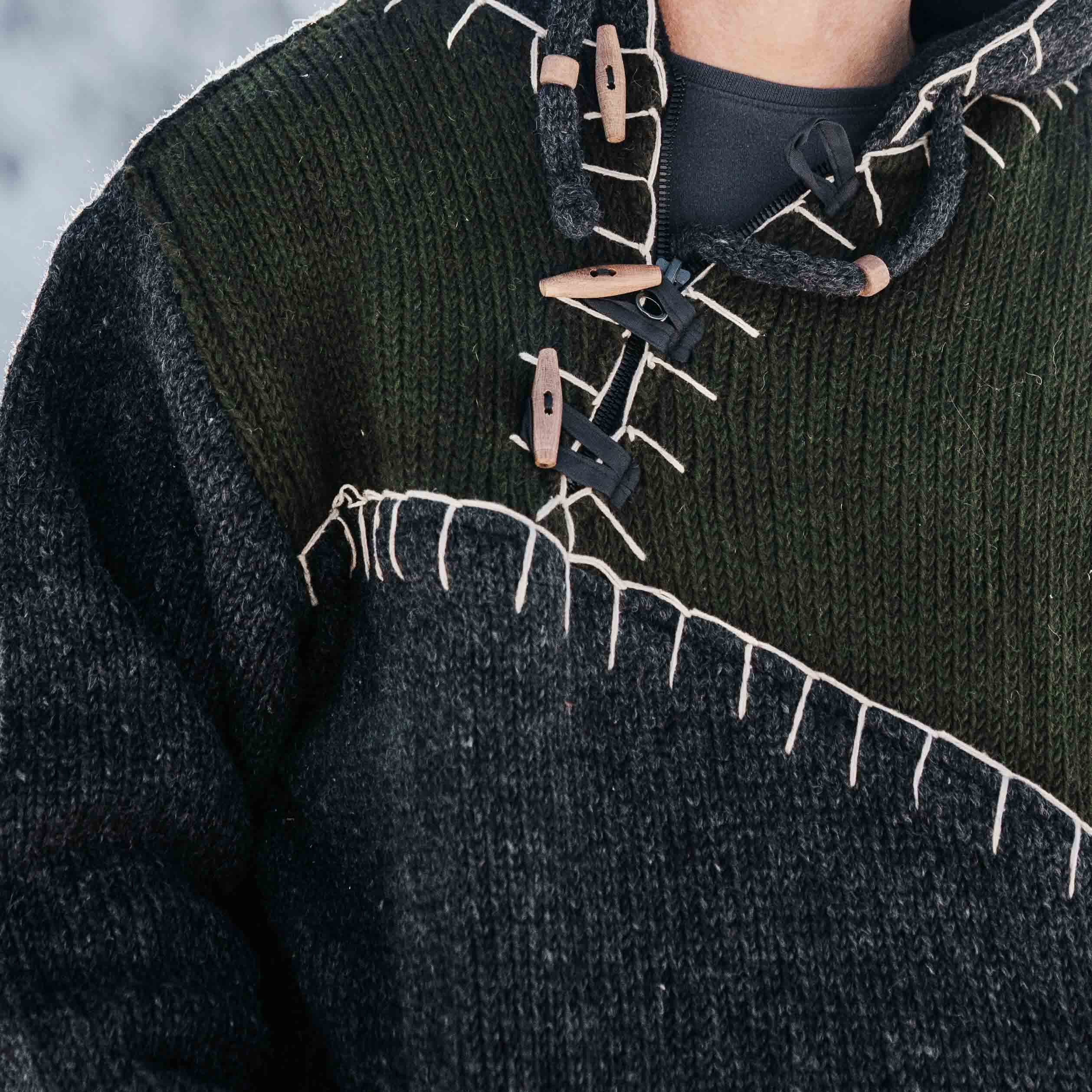 Mens Woodville Stitch NZ Wool Jersey - Forest Green - Image 5