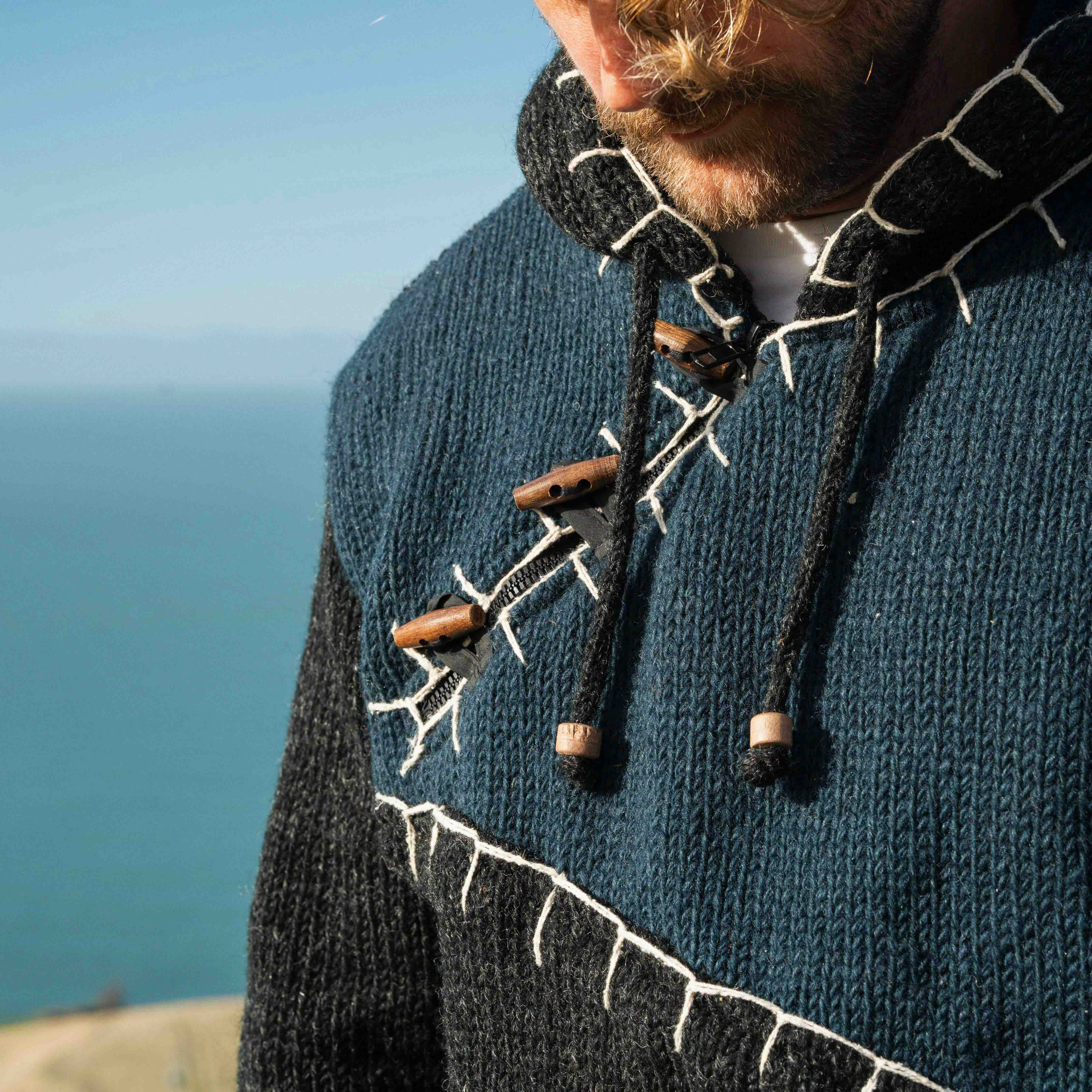 Mens Woodville Stitch NZ Wool Jersey - Navy - Image 6