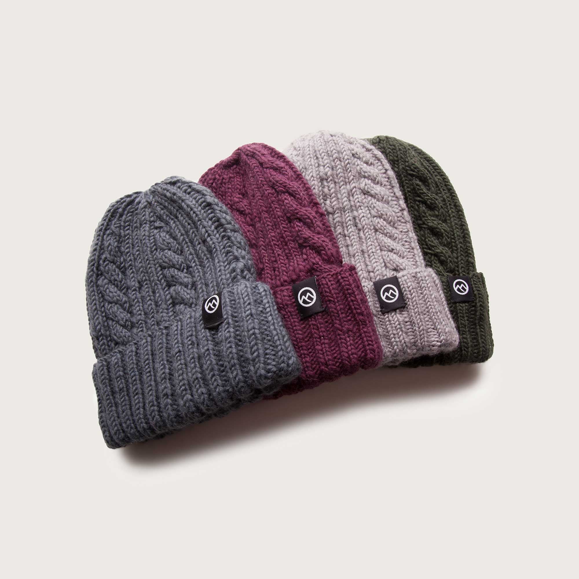 Merino Wool Cable Beanie - Grape - Image 3
