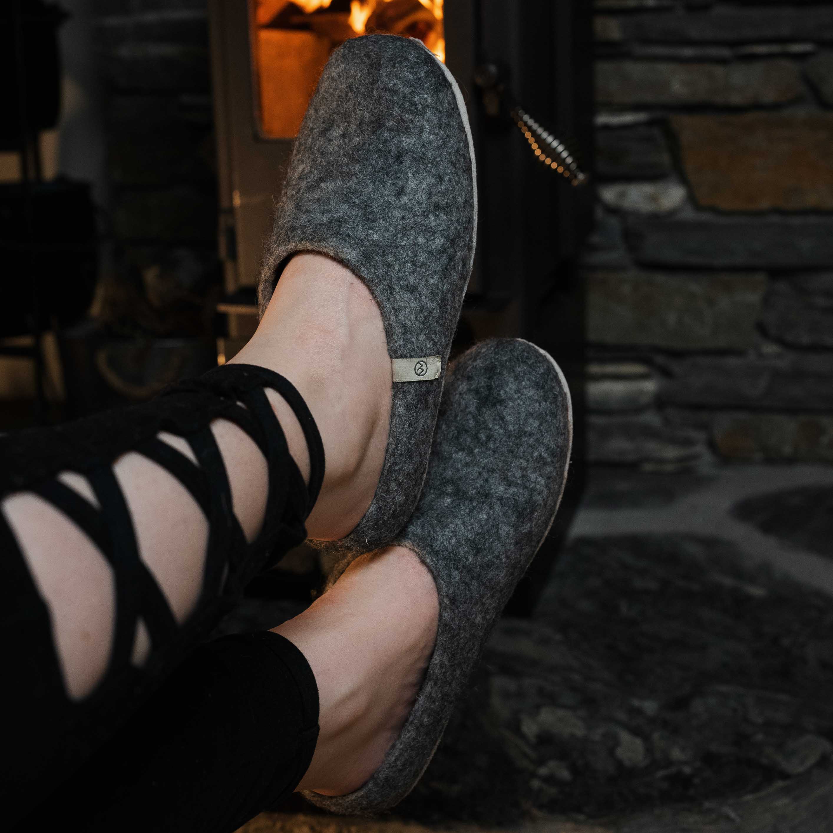 NZ Wool Slippers - Grey - Image 4