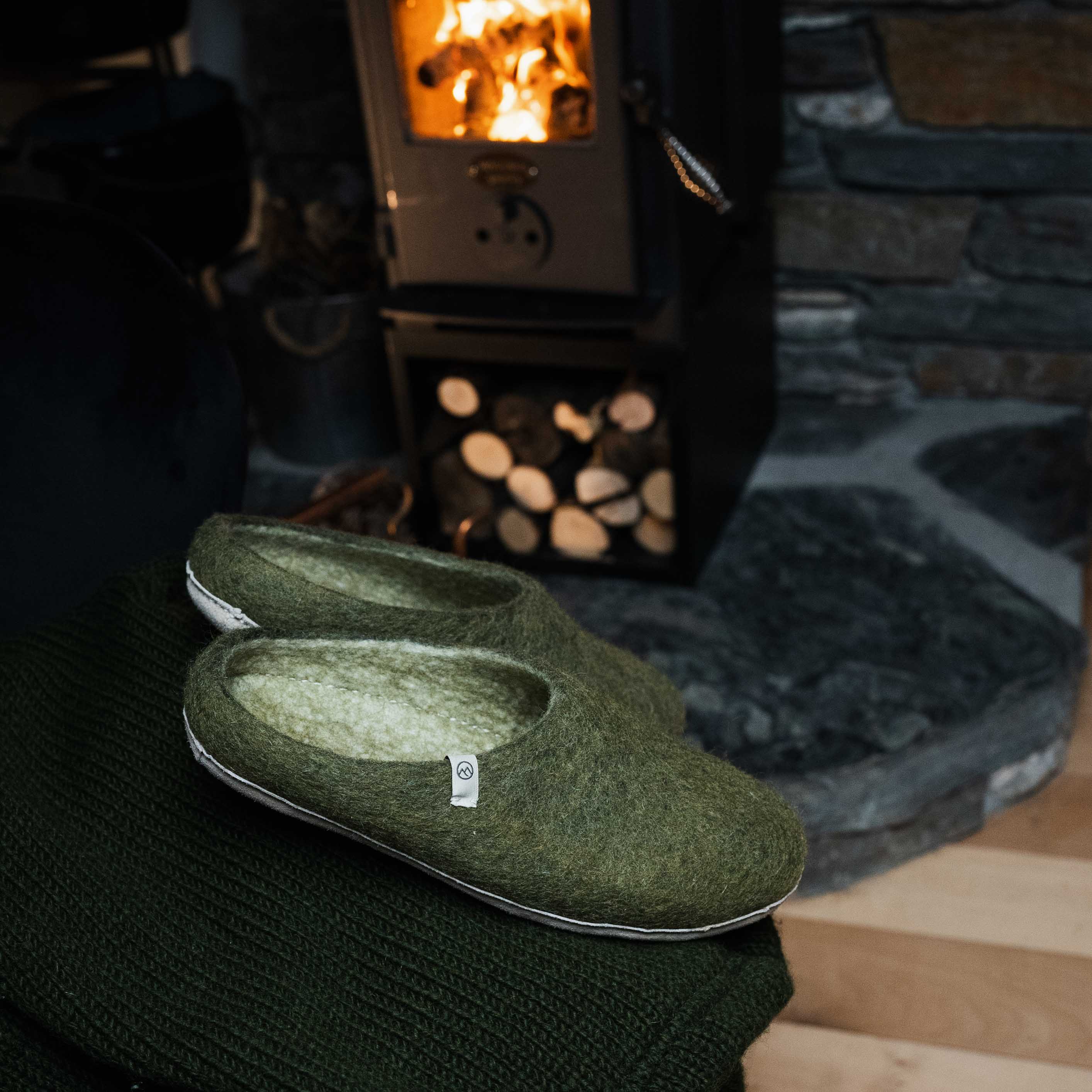 NZ Wool Slippers - Moss - Image 5