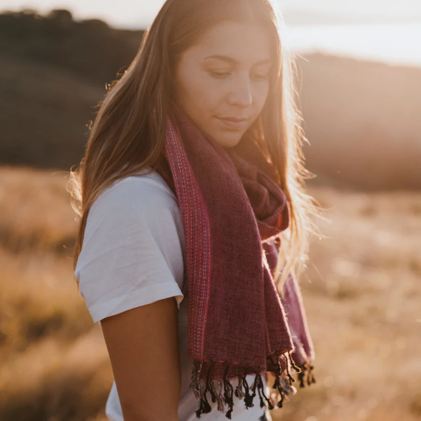 Sherpa Scarf/Shawl - Denim Red - Image 3
