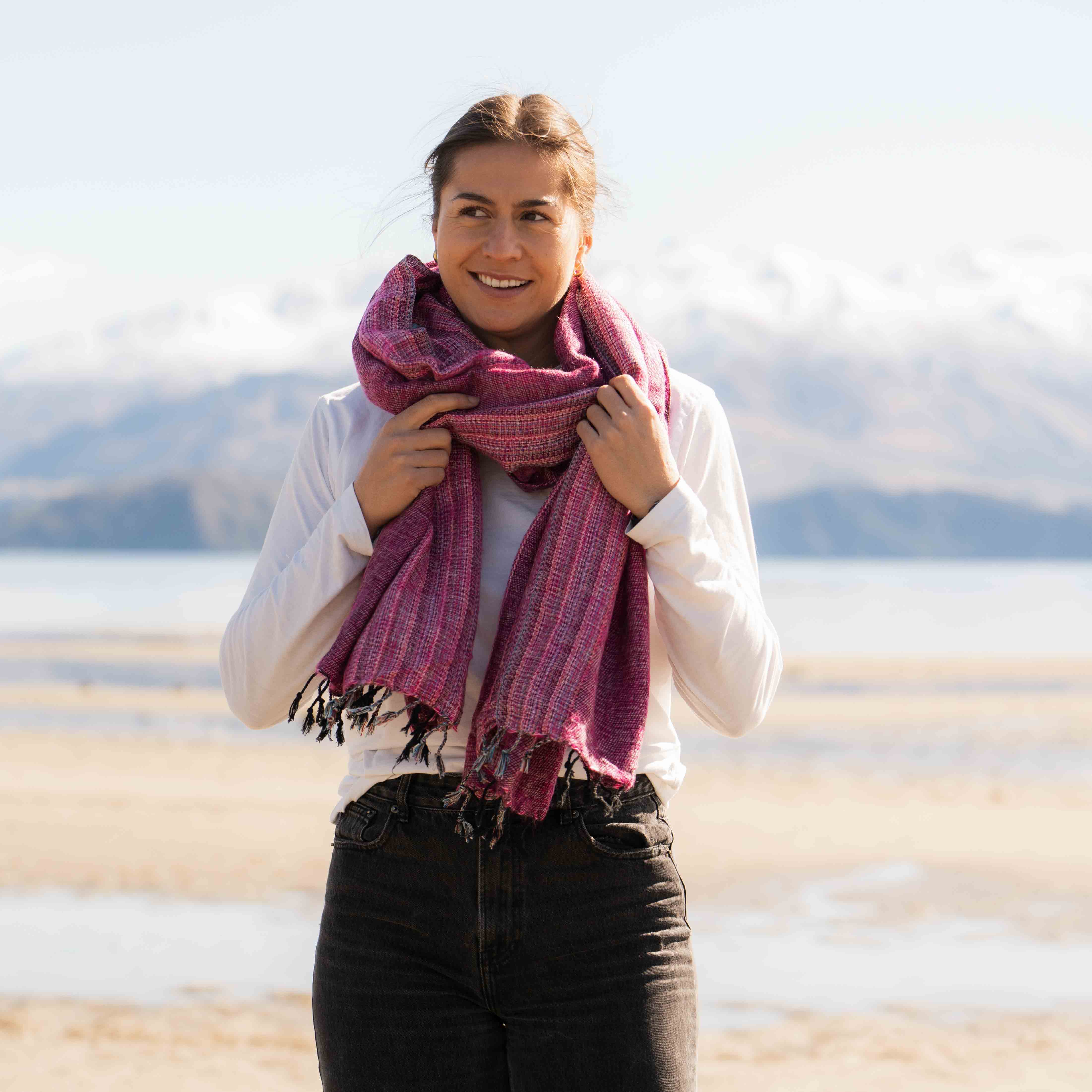 Sherpa Scarf/Shawl - Fushia - Image 5