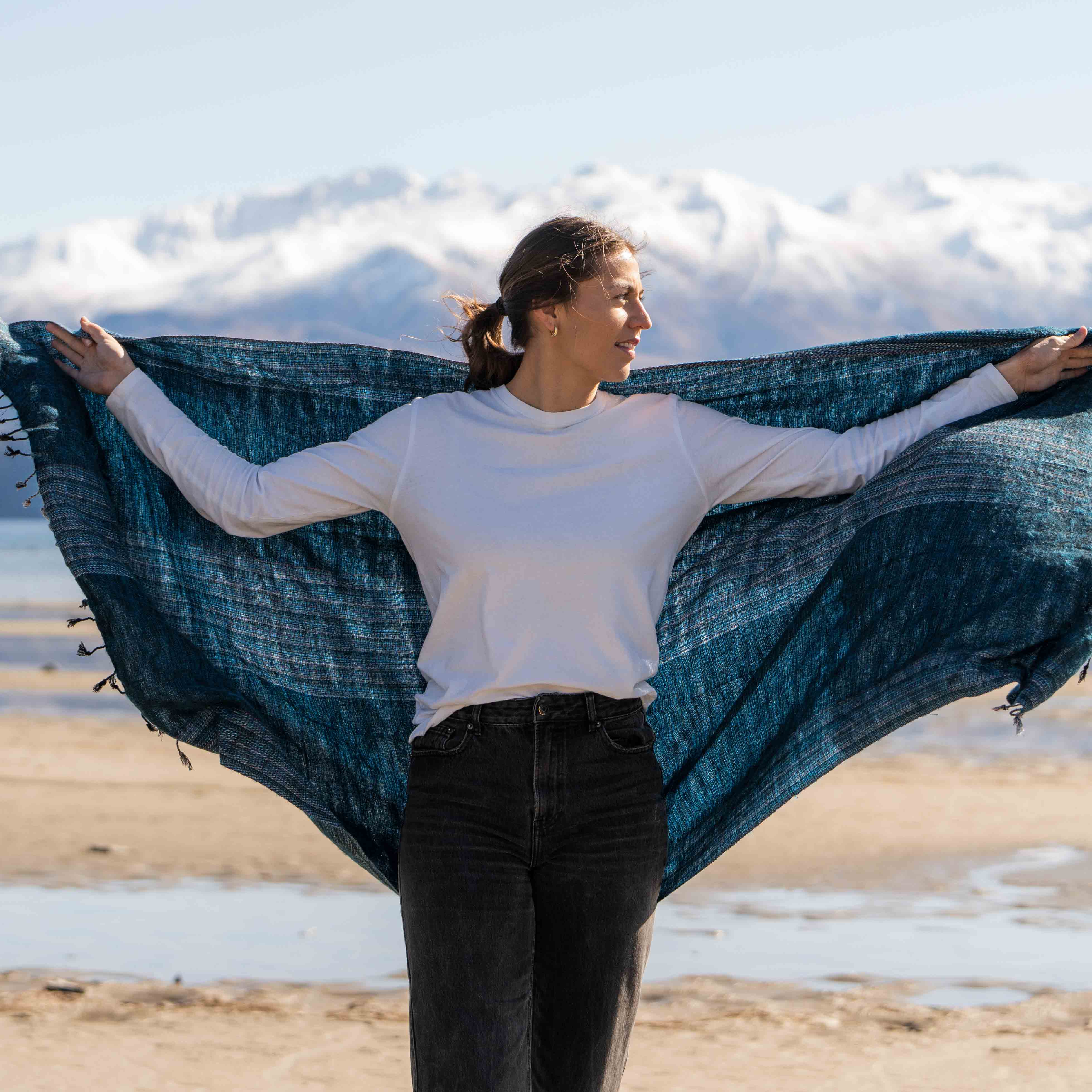 Sherpa Scarf/Shawl - Teal - Image 3