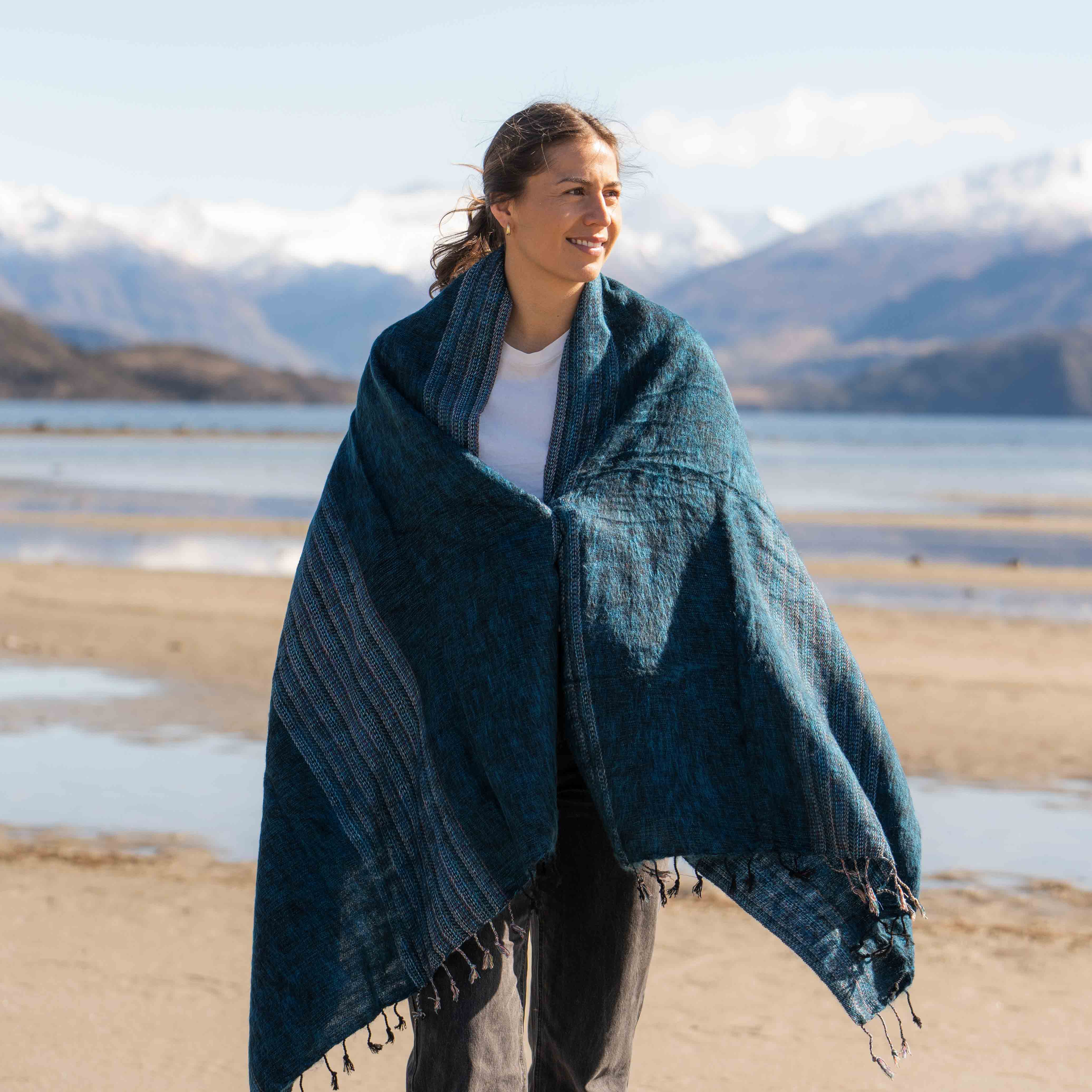Sherpa Scarf/Shawl - Teal - Image 4