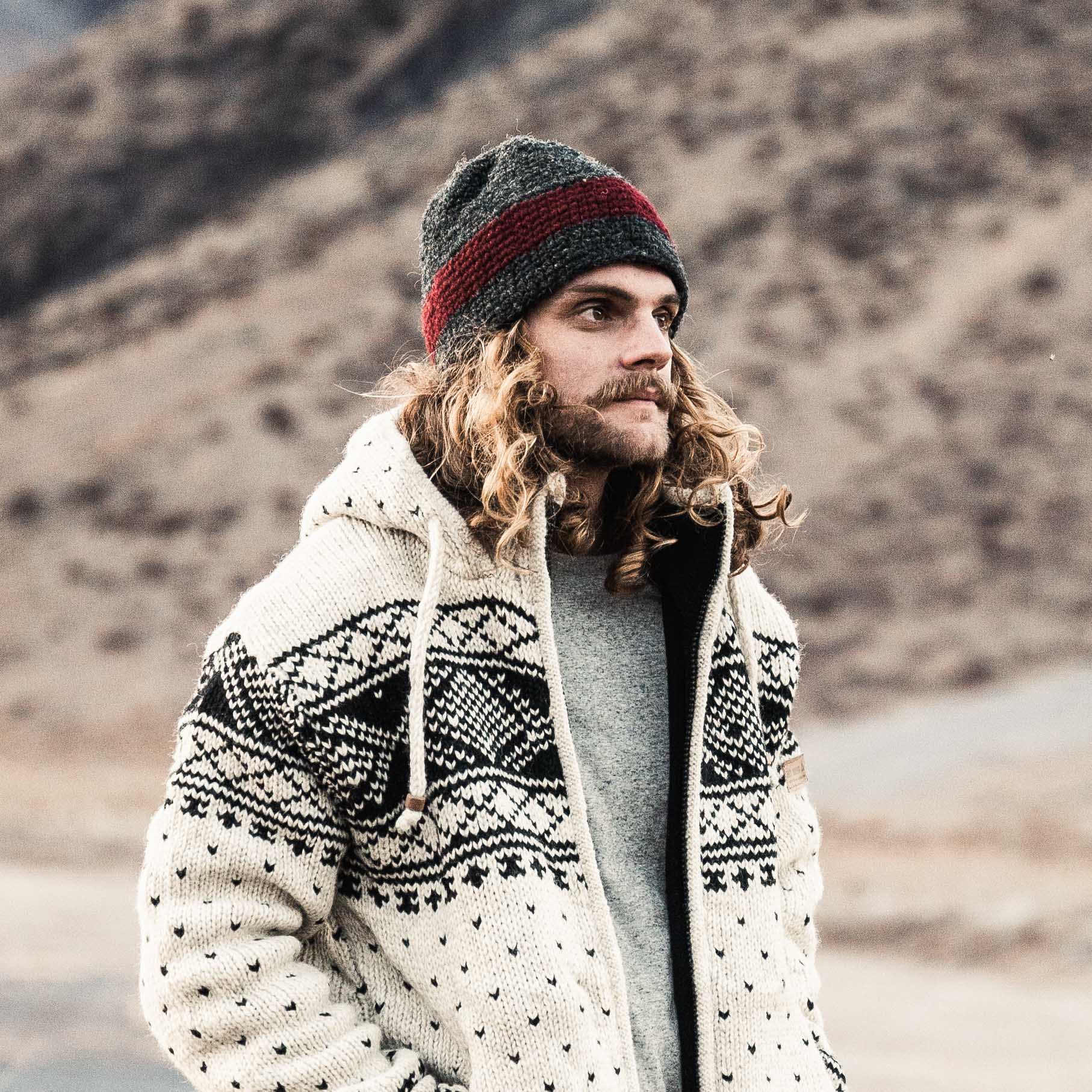 Tongariro Wool Beanie - Charcoal Red - Image 3