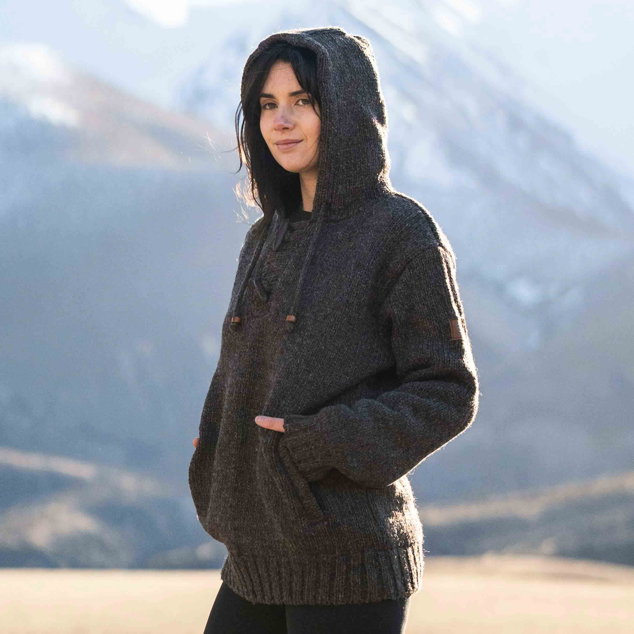 Women's Coastal NZ Wool Jersey - Dark Natural Brown - Image 3