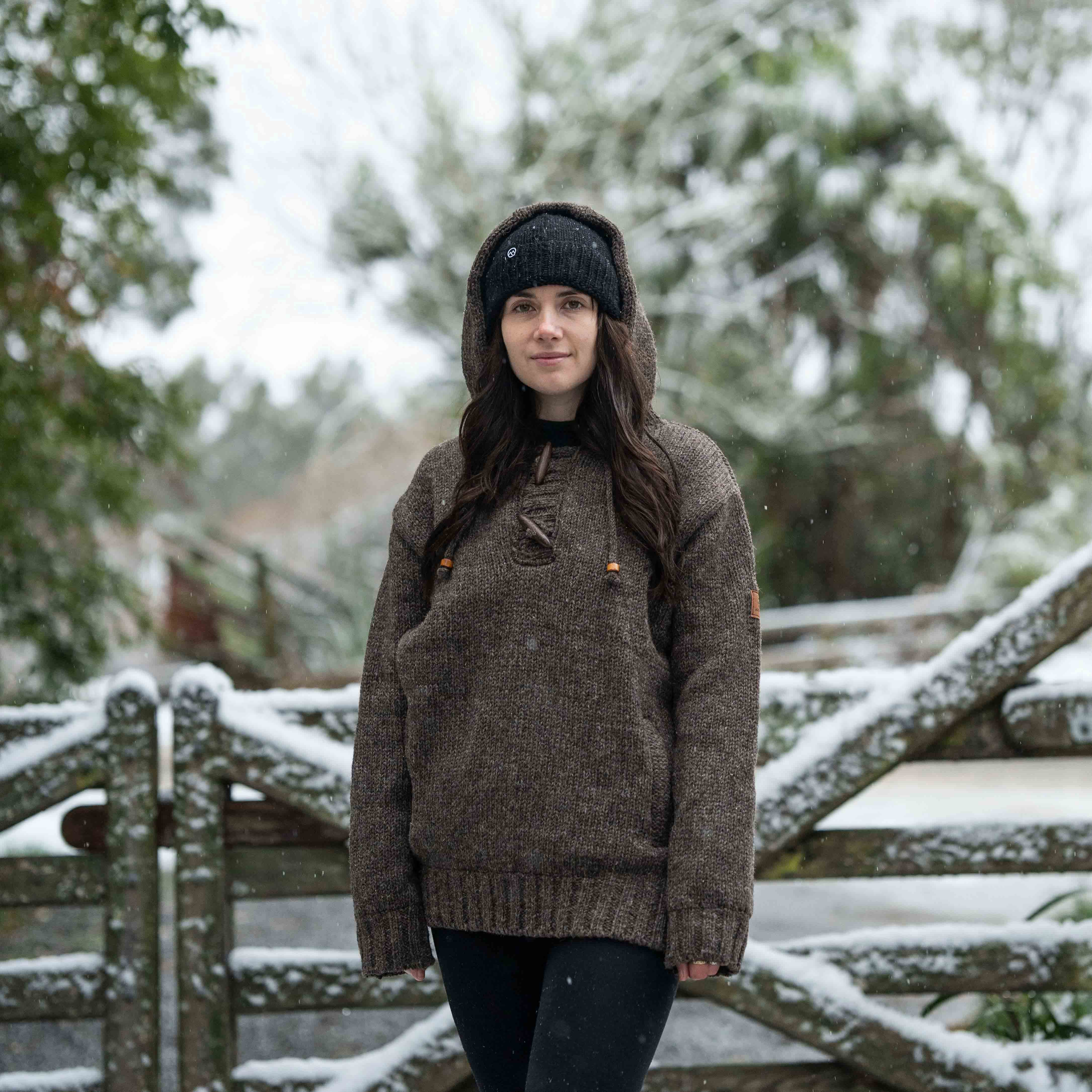 Women's Coastal NZ Wool Jersey - Dark Natural Brown - Image 6