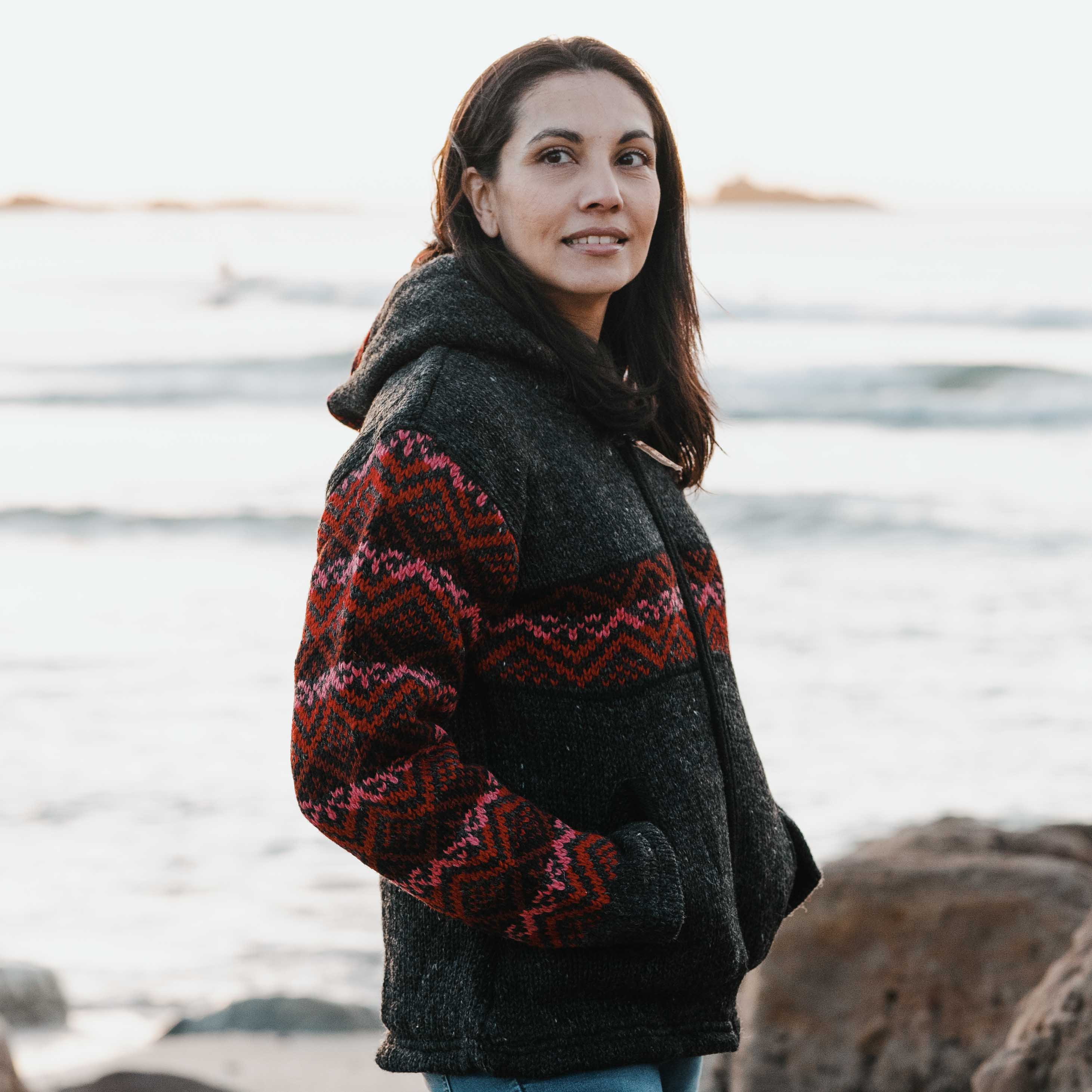 Women's Coronet Peak NZ Wool Jacket - Cherry - Image 6