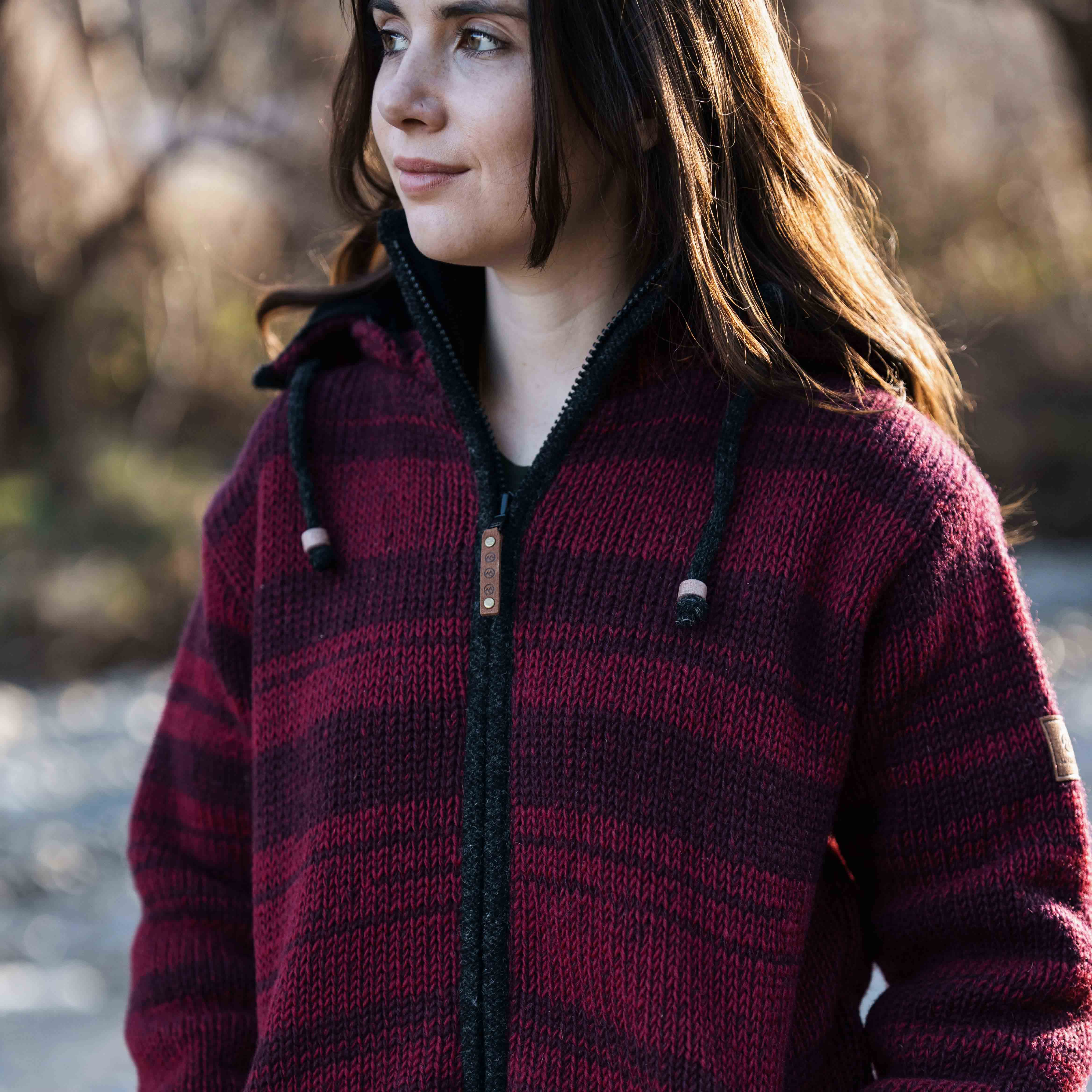 Women's Riverstone NZ Wool Jacket - Cherry - Image 3
