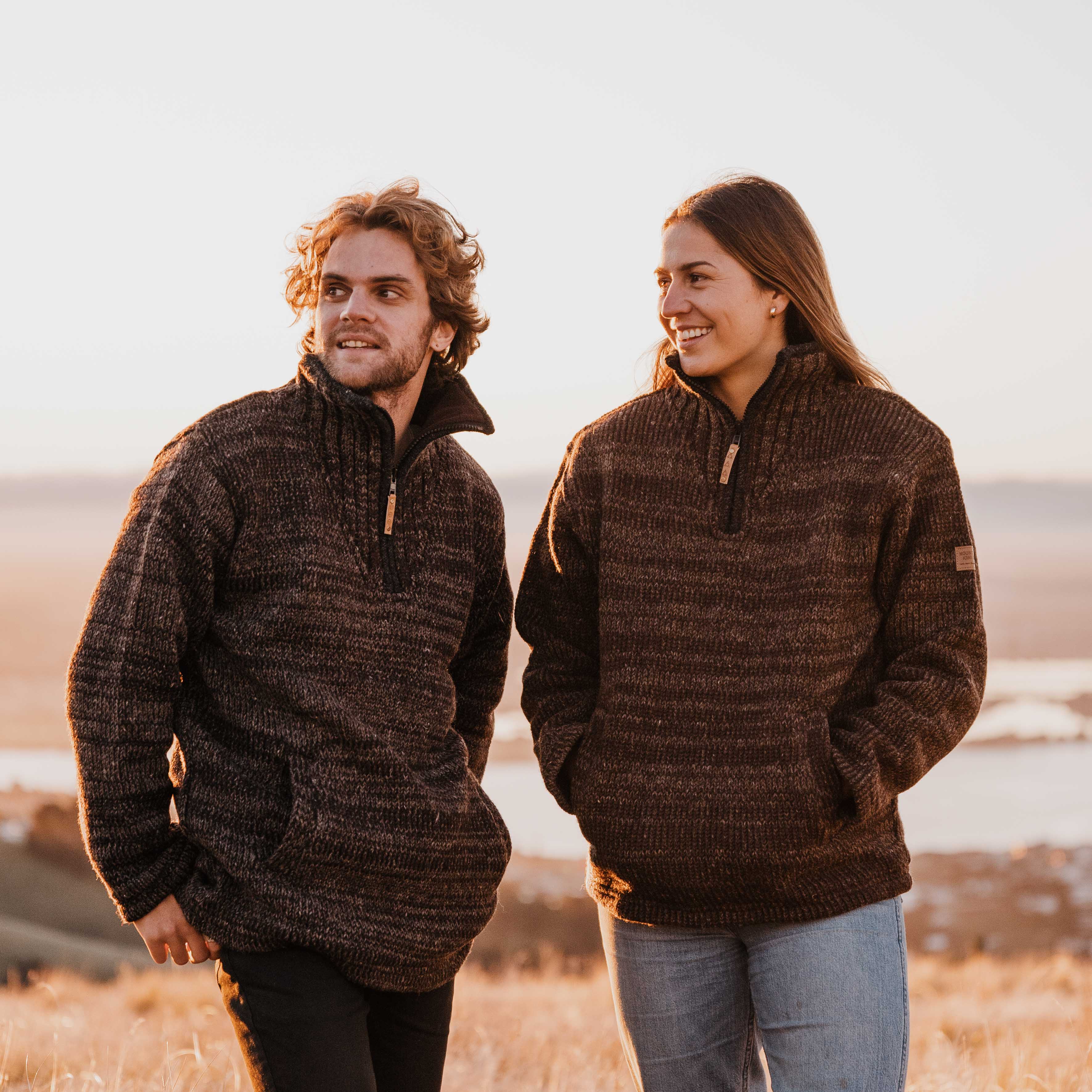 Womens Station Half Zip NZ Wool Jersey - Brown Mix - Image 6
