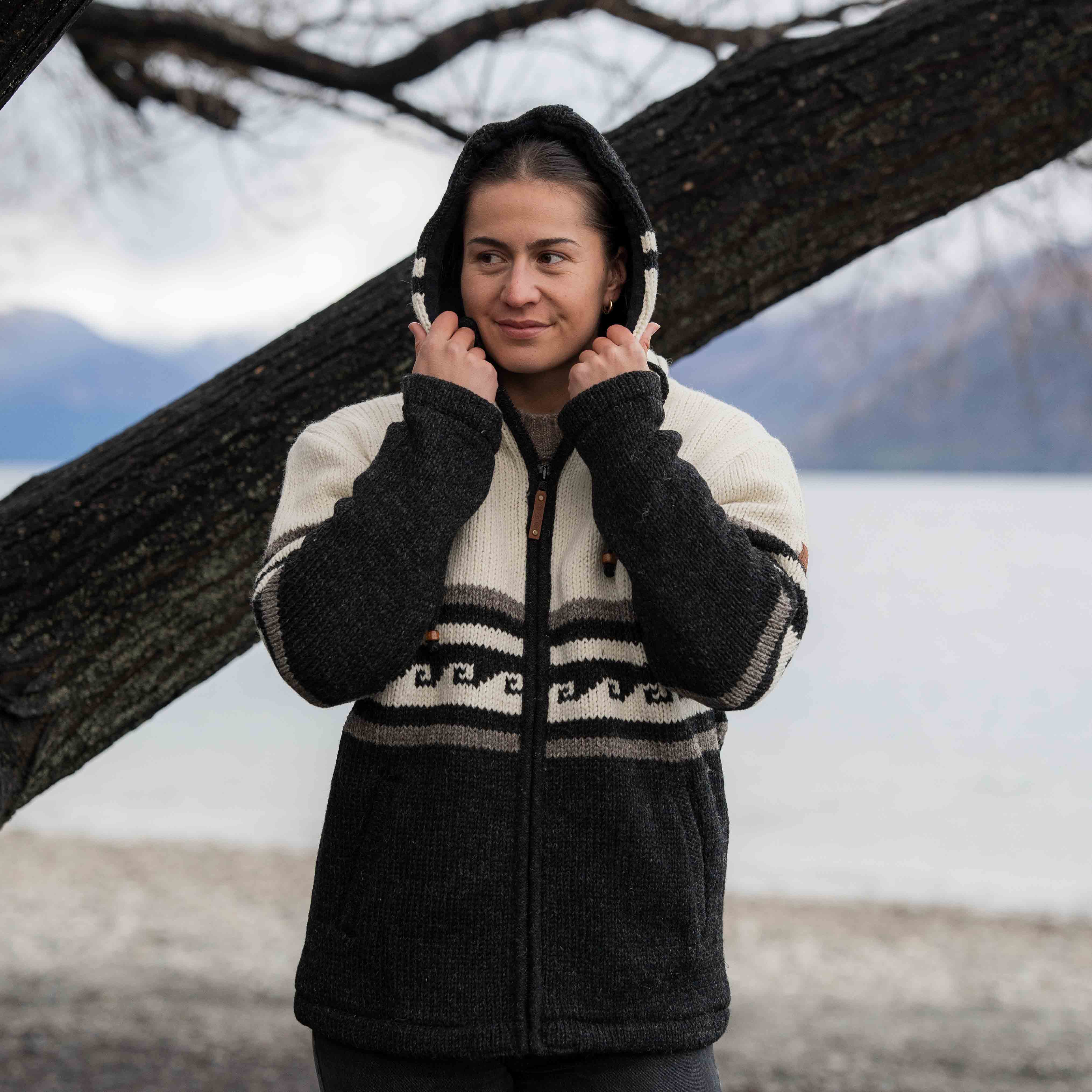 Women's Whale Bay NZ Wool Jacket - Cream Mix - Image 3